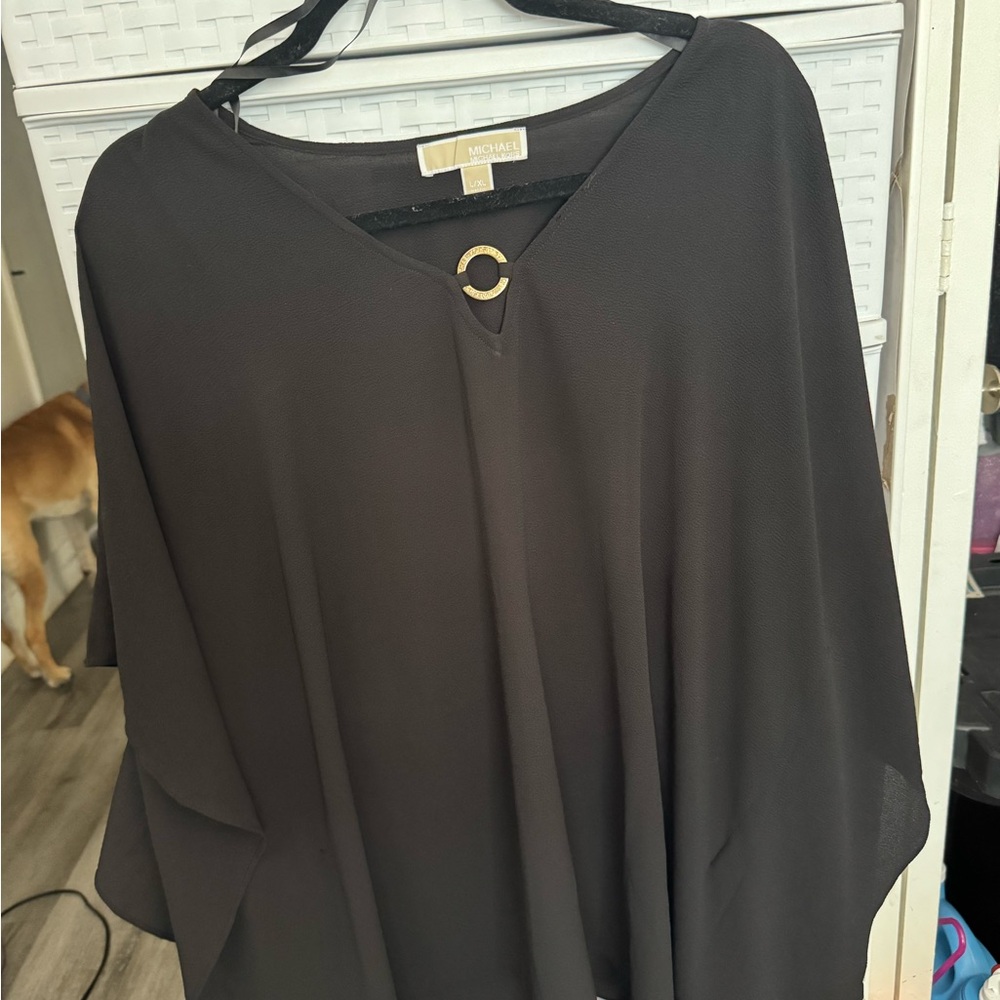 Michael Kors Black Blouse with Gold Accent